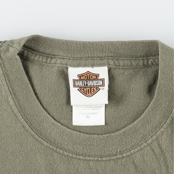 Harley-Davidson Motorcycle Bike T-shirt Made in USA Men's XL cotton Khaki type Vintage Second Hand