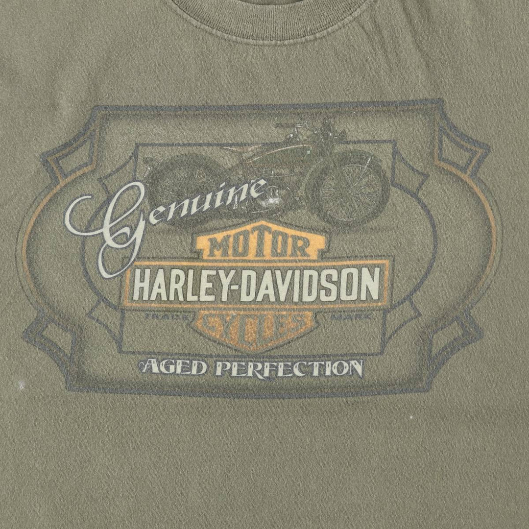 Harley-Davidson Motorcycle Bike T-shirt Made in USA Men's XL cotton Khaki type Vintage Second Hand