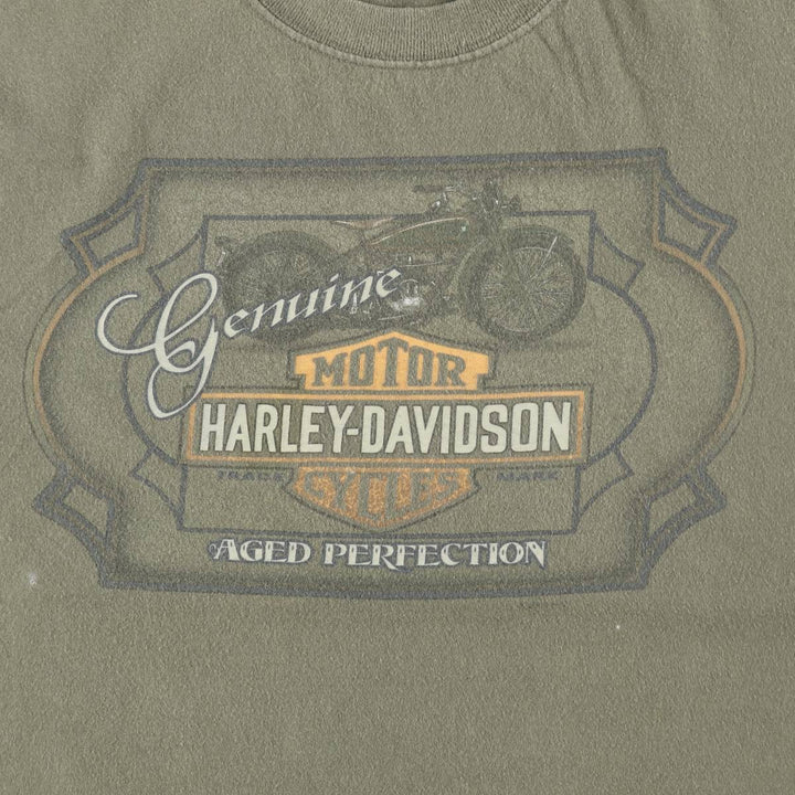 Harley-Davidson Motorcycle Bike T-shirt Made in USA Men's XL cotton Khaki type Vintage Second Hand