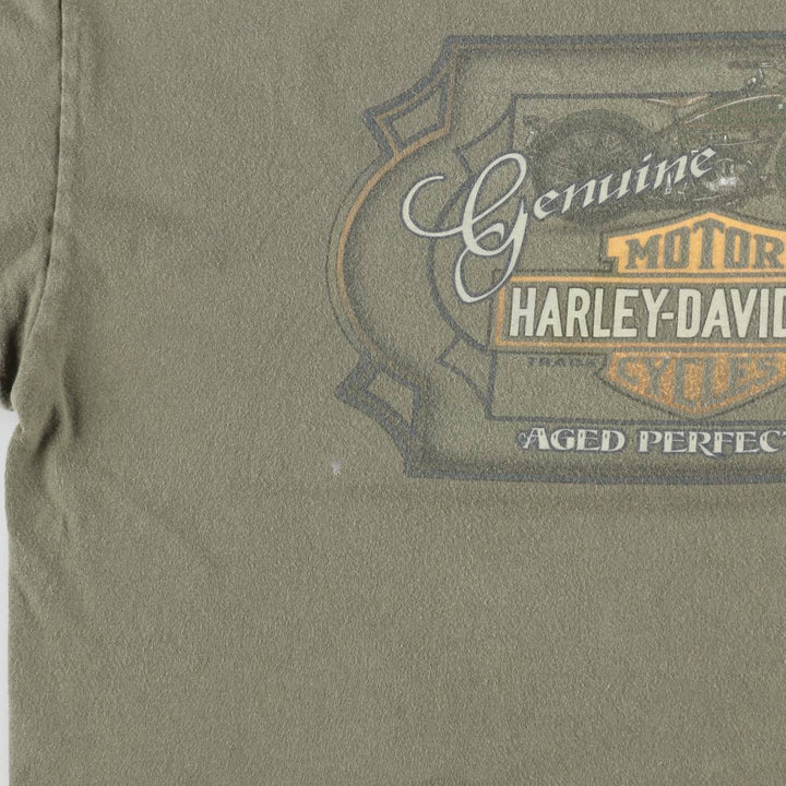 Harley-Davidson Motorcycle Bike T-shirt Made in USA Men's XL cotton Khaki type Vintage Second Hand
