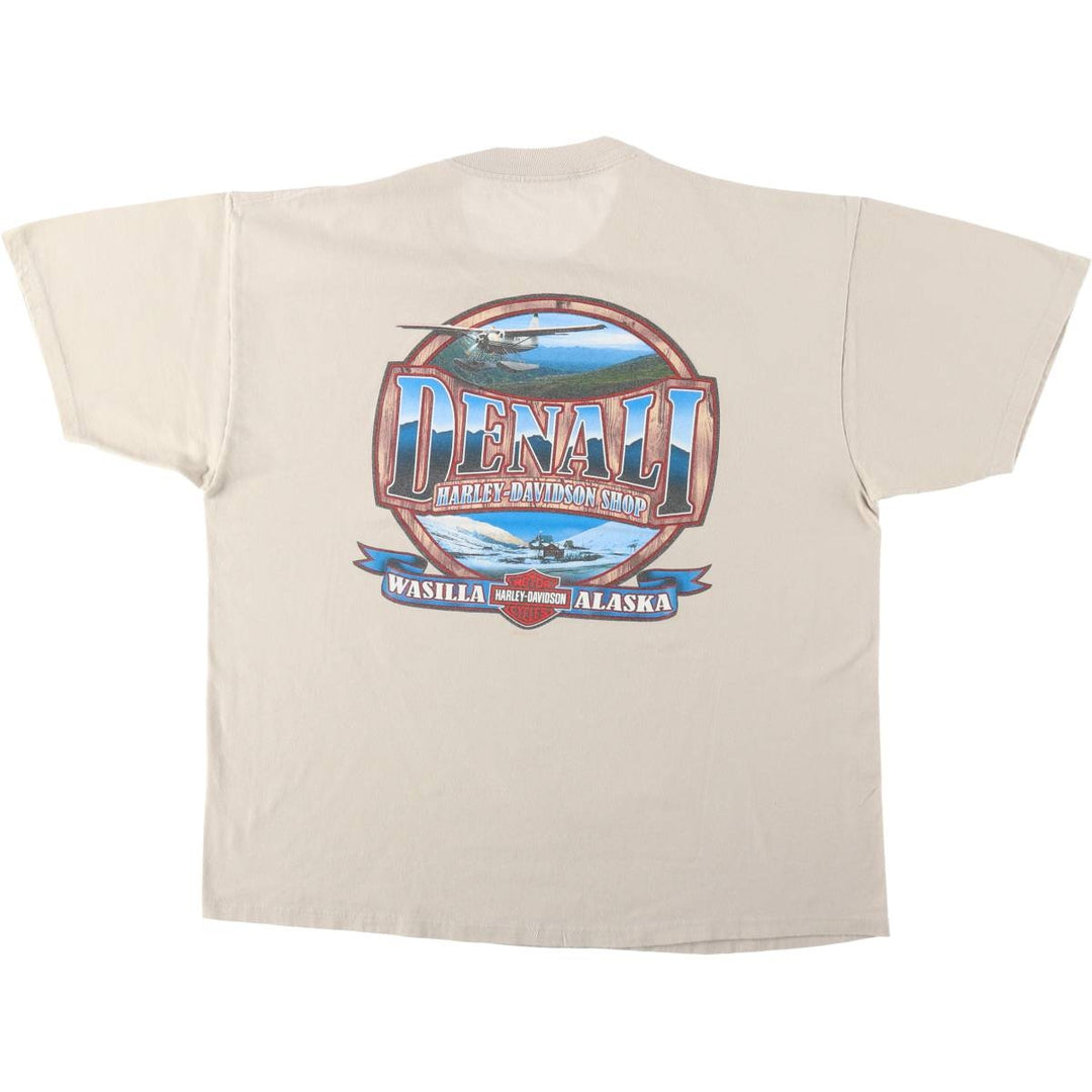 00'S Harley-Davidson Motorcycle Bike T-shirt Men's XL size unclear Beige type Vintage Second Hand