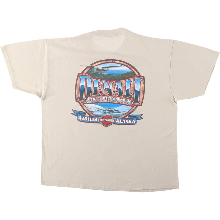00'S Harley-Davidson Motorcycle Bike T-shirt Men's XL size unclear Beige type Vintage Second Hand