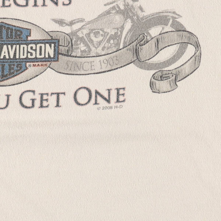 00'S Harley-Davidson Motorcycle Bike T-shirt Men's XL size unclear Beige type Vintage Second Hand