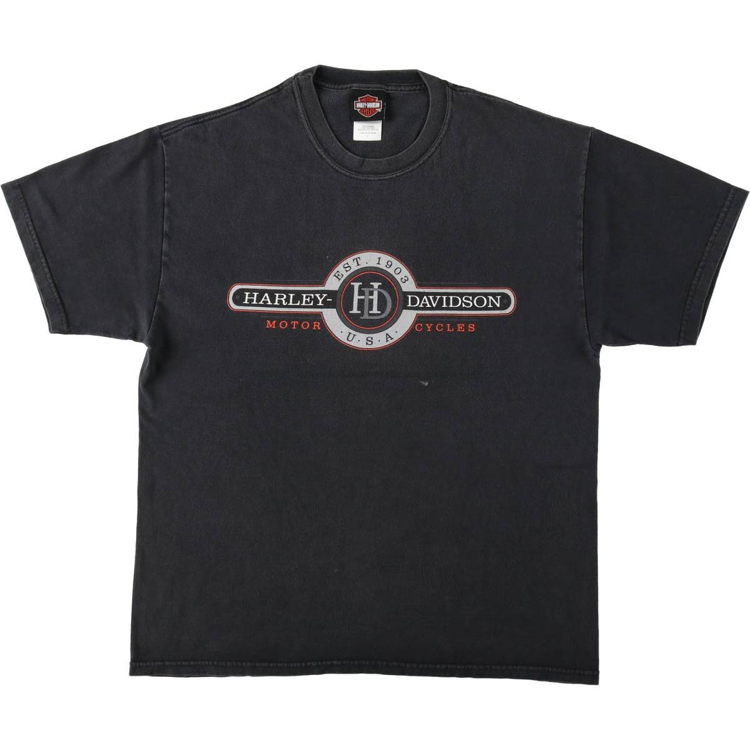 Harley-Davidson Motorcycle Bike T-shirt Made in USA Men's L size cotton Charcoal Vintage Second Hand