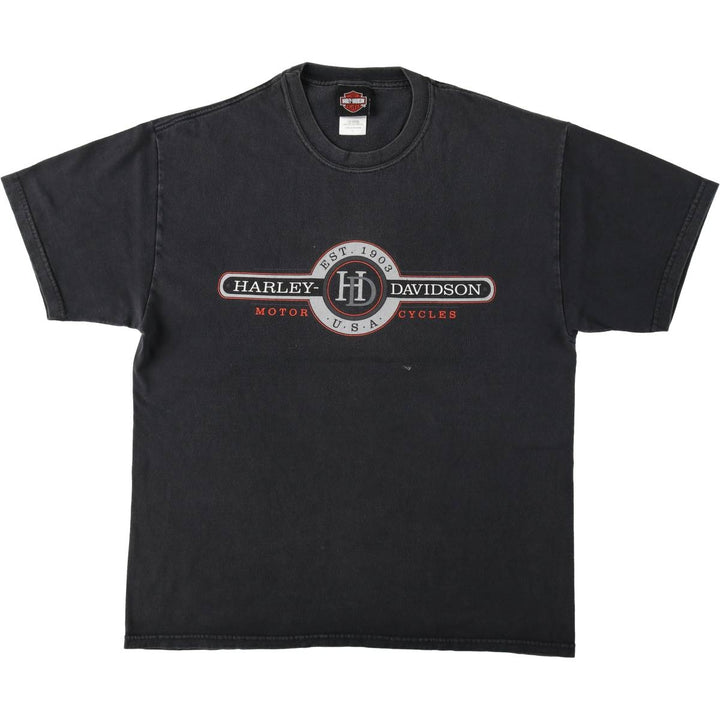 Harley-Davidson Motorcycle Bike T-shirt Made in USA Men's L size cotton Charcoal Vintage Second Hand