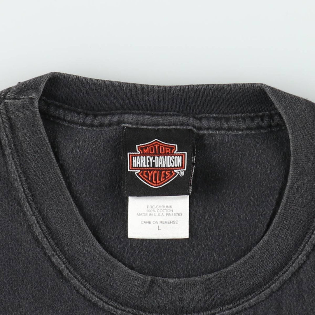 Harley-Davidson Motorcycle Bike T-shirt Made in USA Men's L size cotton Charcoal Vintage Second Hand