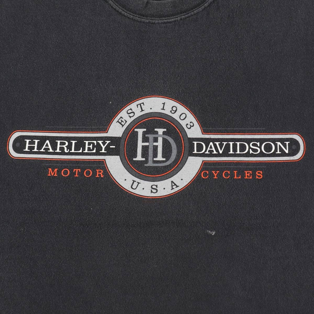 Harley-Davidson Motorcycle Bike T-shirt Made in USA Men's L size cotton Charcoal Vintage Second Hand