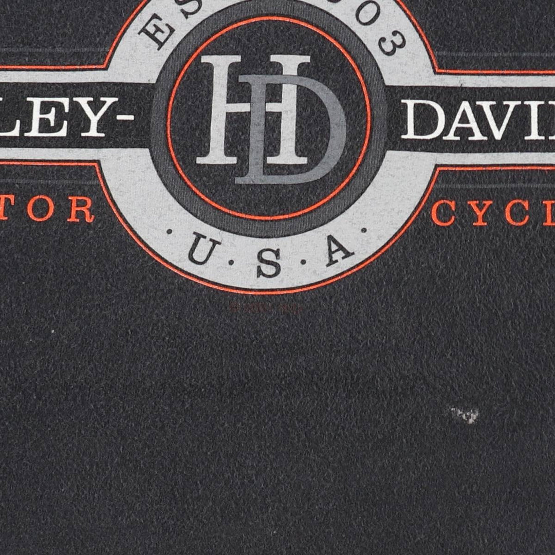 Harley-Davidson Motorcycle Bike T-shirt Made in USA Men's L size cotton Charcoal Vintage Second Hand