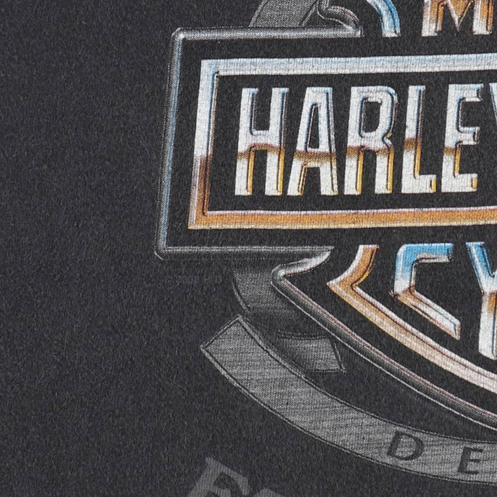 Harley-Davidson Motorcycle Bike T-shirt Made in USA Men's L size cotton Charcoal Vintage Second Hand