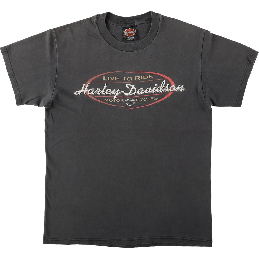 Harley-Davidson Motorcycle Bike T-shirt Made in USA Men's M size cotton Charcoal Vintage Second Hand