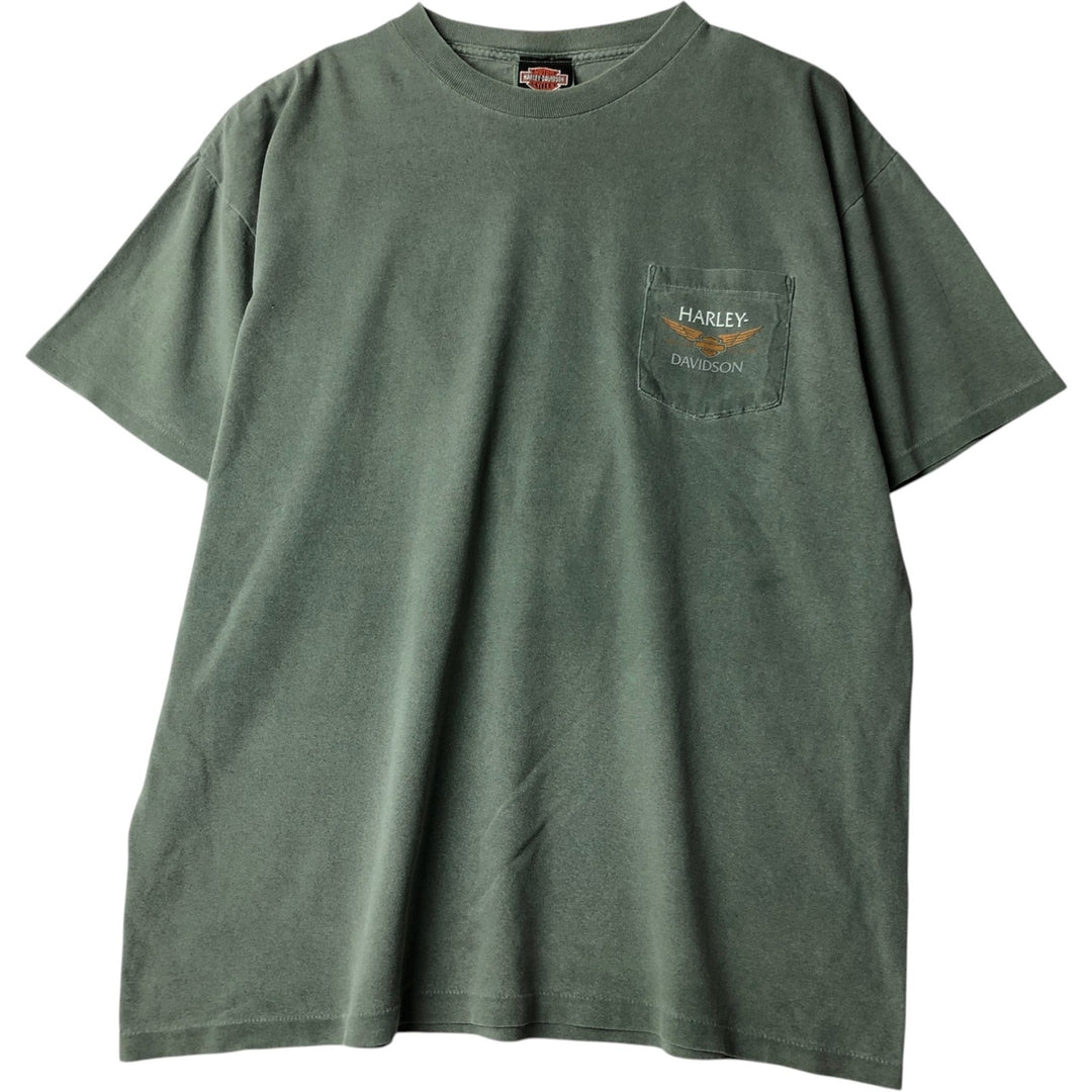 Harley-Davidson Motorcycle Bike T-shirt Made in USA Men's XL cotton Green type dark green Vintage Second Hand