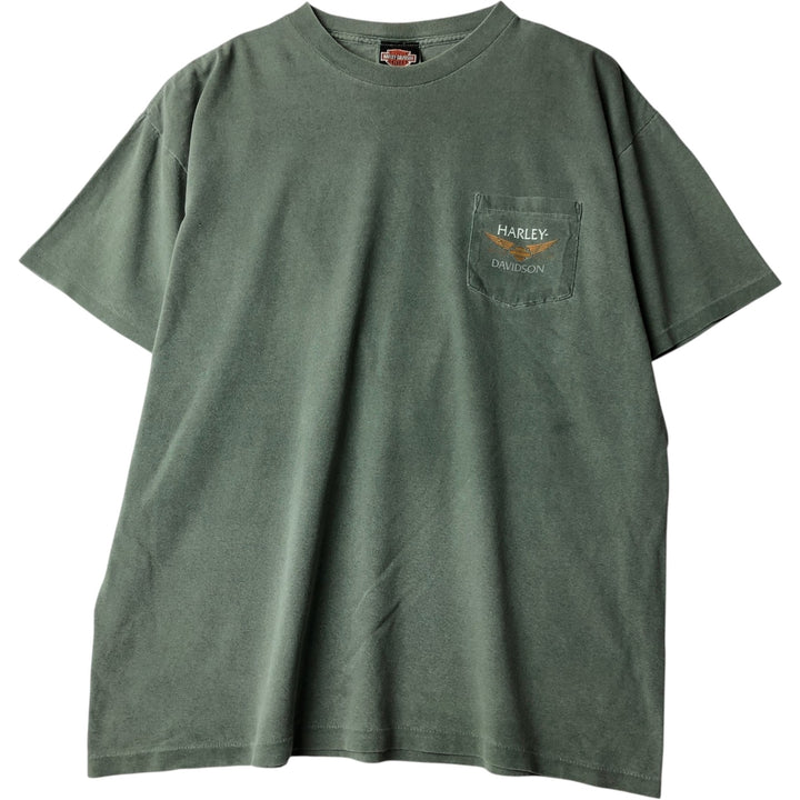 Harley-Davidson Motorcycle Bike T-shirt Made in USA Men's XL cotton Green type dark green Vintage Second Hand