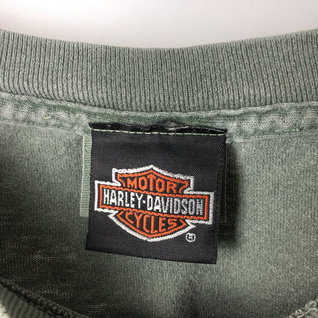 Harley-Davidson Motorcycle Bike T-shirt Made in USA Men's XL cotton Green type dark green Vintage Second Hand
