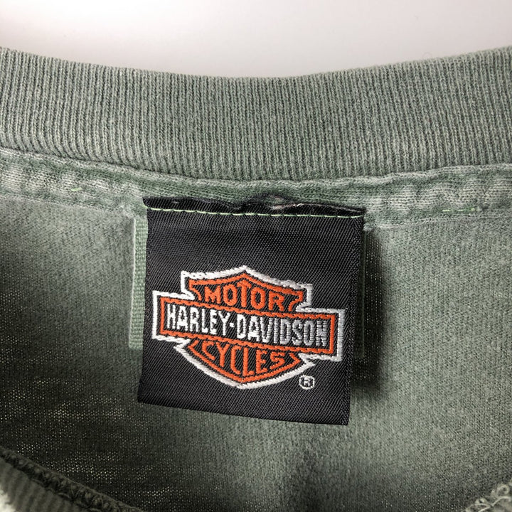 Harley-Davidson Motorcycle Bike T-shirt Made in USA Men's XL cotton Green type dark green Vintage Second Hand
