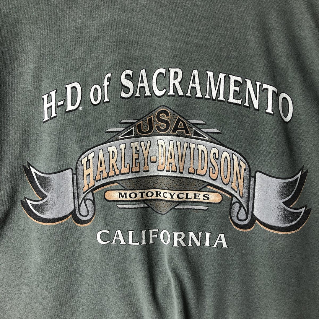 Harley-Davidson Motorcycle Bike T-shirt Made in USA Men's XL cotton Green type dark green Vintage Second Hand