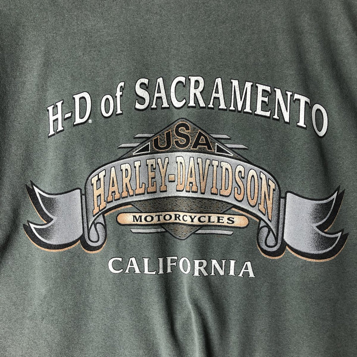 Harley-Davidson Motorcycle Bike T-shirt Made in USA Men's XL cotton Green type dark green Vintage Second Hand