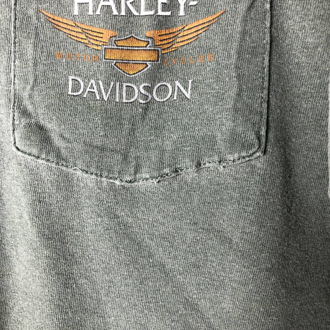 Harley-Davidson Motorcycle Bike T-shirt Made in USA Men's XL cotton Green type dark green Vintage Second Hand