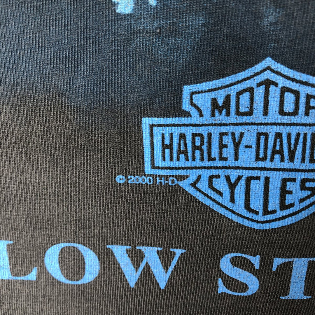 00'S Harley-Davidson Wolf Pattern Eagle Pattern Motorcycle Bike T-shirt Men's M size unclear black type Vintage Second Hand