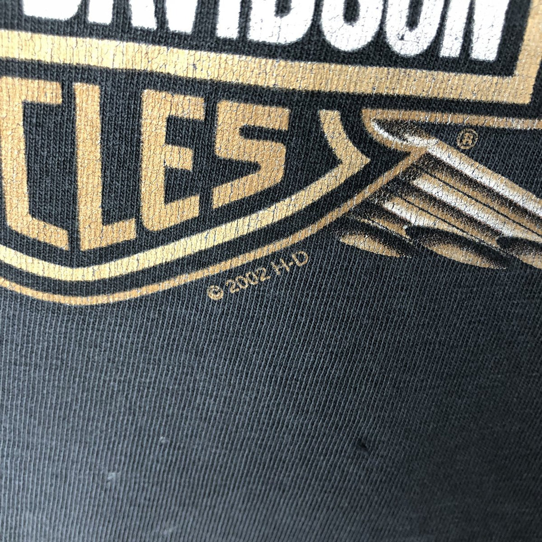 00'S Harley-Davidson Wolf Pattern Eagle Pattern Motorcycle Bike T-shirt Men's M size unclear black type Vintage Second Hand