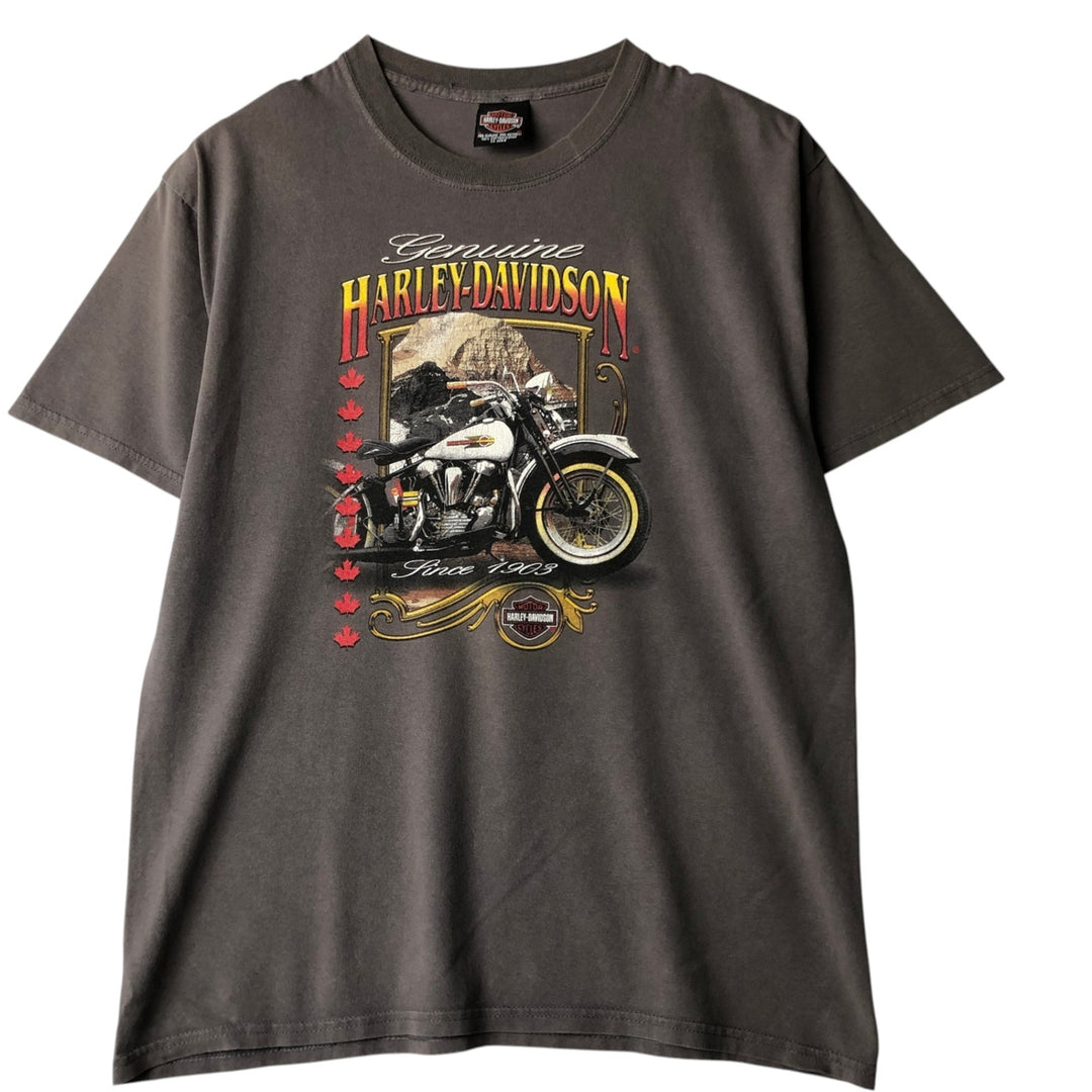 2000'S Harley-Davidson Motorcycle T-Shirt, Made in Canada, Men's Size L (approx.) cotton Charcoal Vintage Second Hand