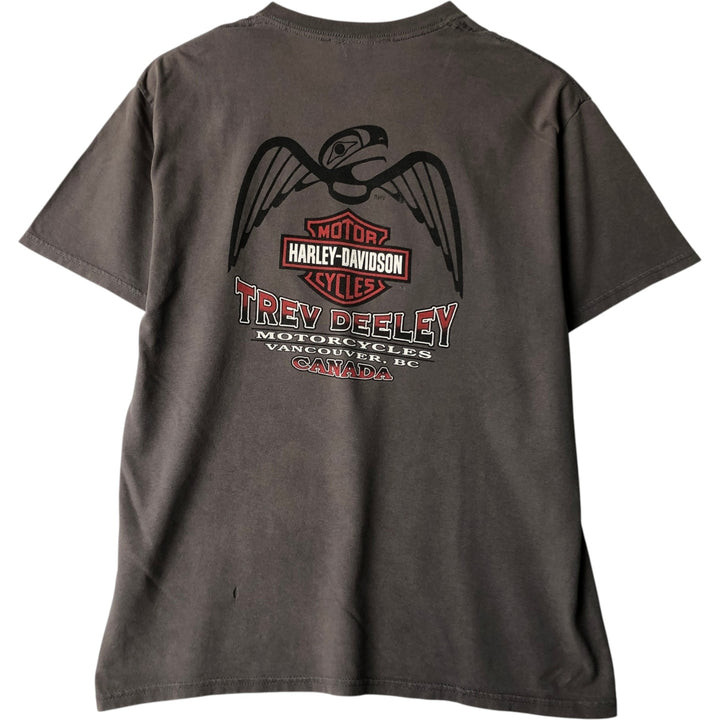 2000'S Harley-Davidson Motorcycle T-Shirt, Made in Canada, Men's Size L (approx.) cotton Charcoal Vintage Second Hand