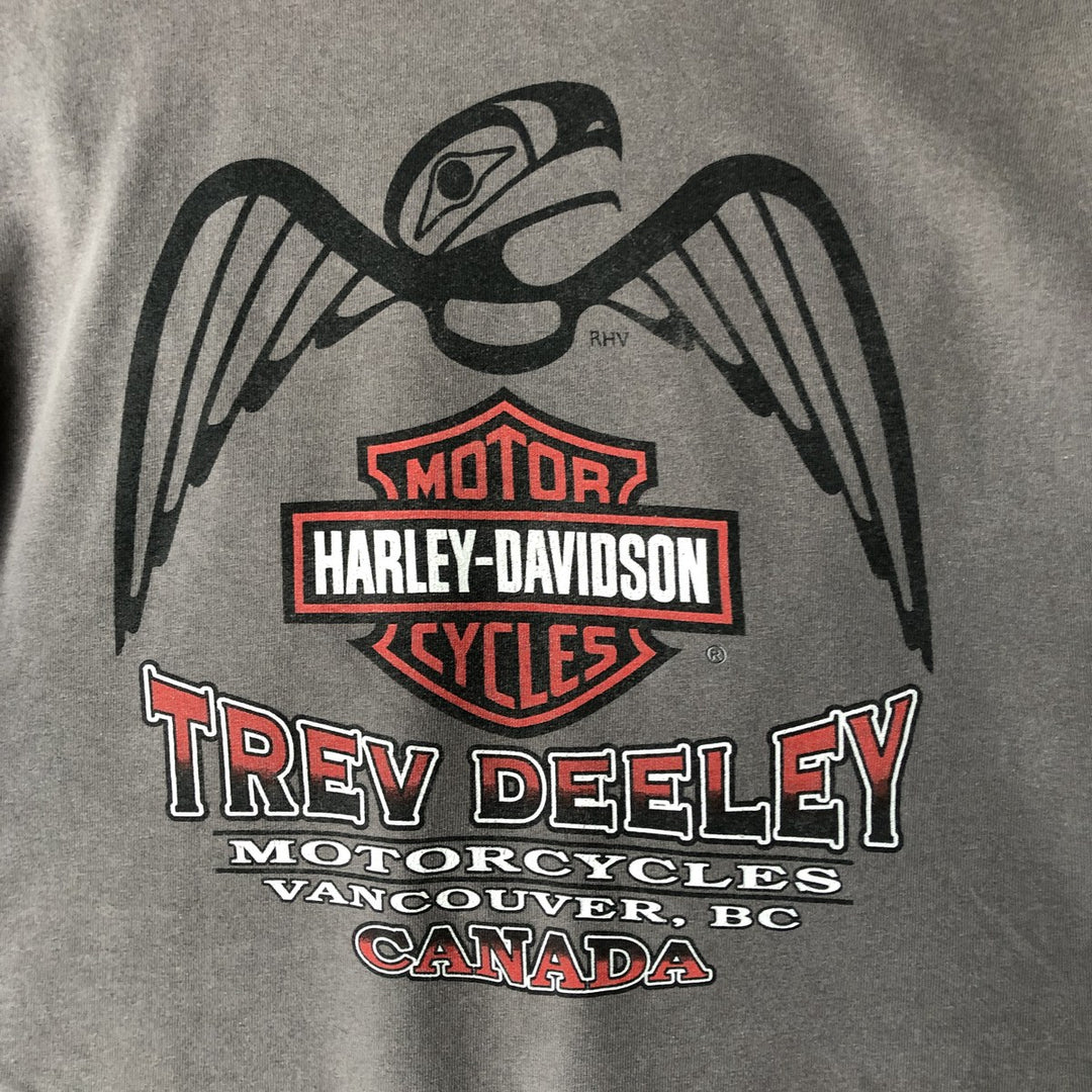 2000'S Harley-Davidson Motorcycle T-Shirt, Made in Canada, Men's Size L (approx.) cotton Charcoal Vintage Second Hand