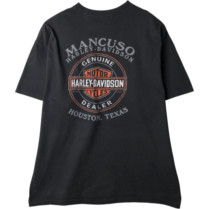 00'S Harley-Davidson Fire Pattern Motorcycle Bike T-Shirt Made in USA Men's XXL cotton black type Vintage Second Hand