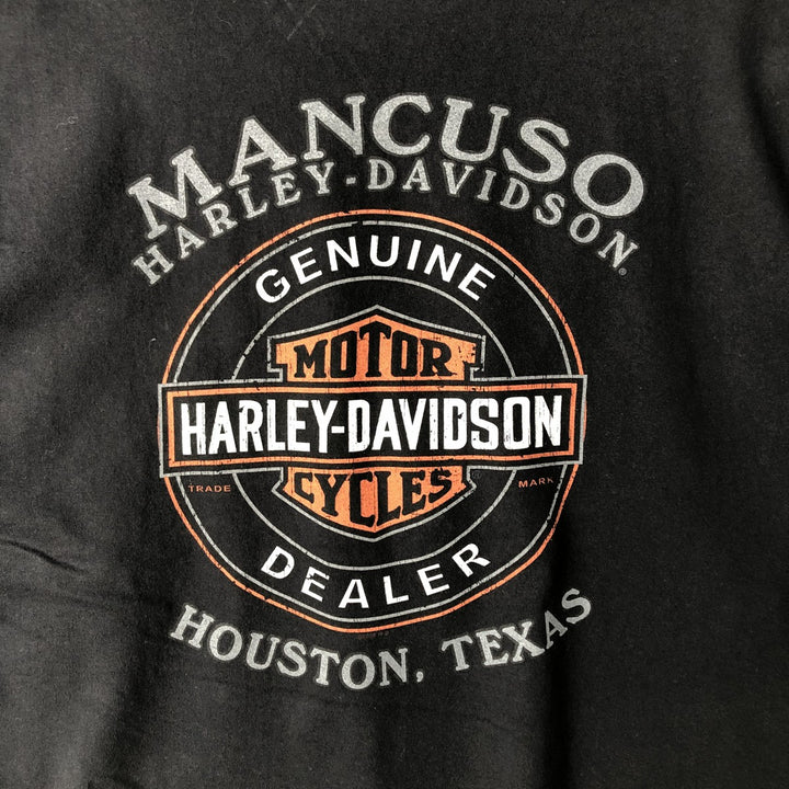 00'S Harley-Davidson Fire Pattern Motorcycle Bike T-Shirt Made in USA Men's XXL cotton black type Vintage Second Hand