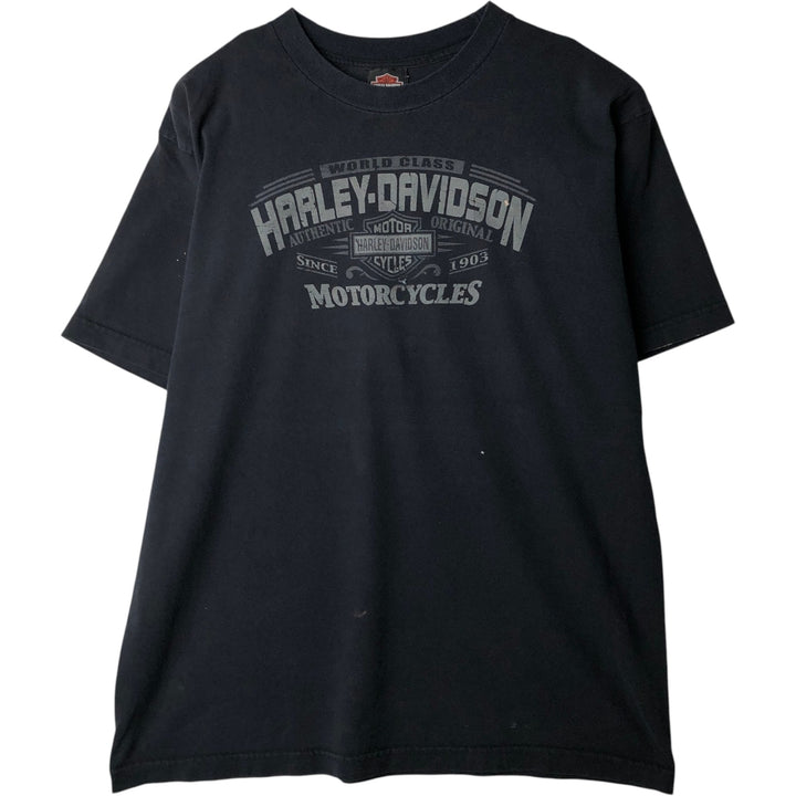 2000'S Harley-Davidson Eagle Pattern American Flag Motorcycle T-Shirt, Made in USA, Men's XL (approx.) cotton black type Vintage Second Hand