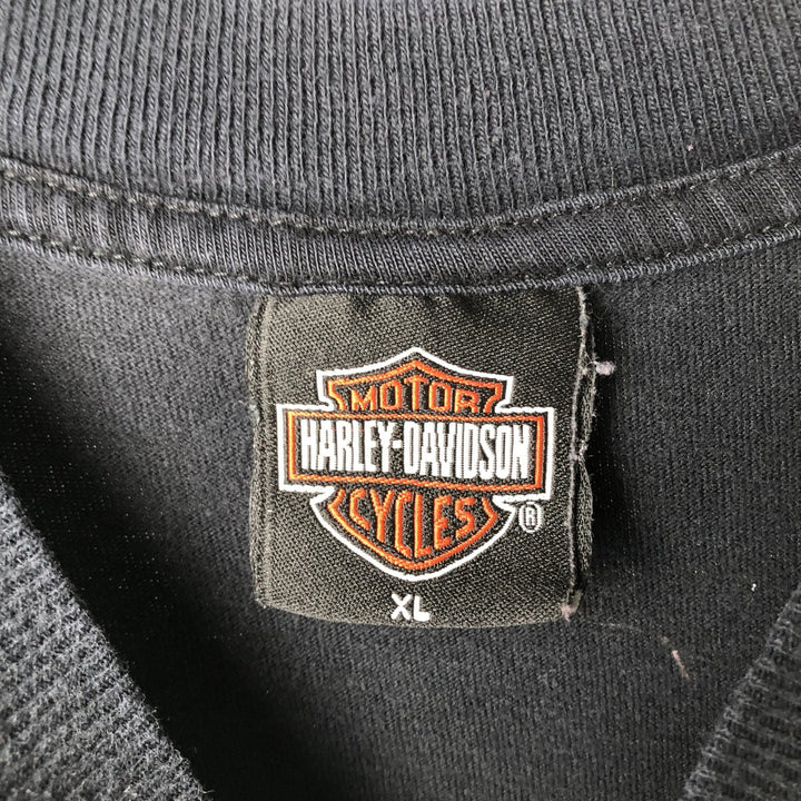 2000'S Harley-Davidson Eagle Pattern American Flag Motorcycle T-Shirt, Made in USA, Men's XL (approx.) cotton black type Vintage Second Hand