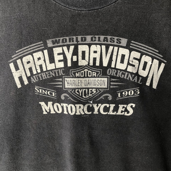 2000'S Harley-Davidson Eagle Pattern American Flag Motorcycle T-Shirt, Made in USA, Men's XL (approx.) cotton black type Vintage Second Hand