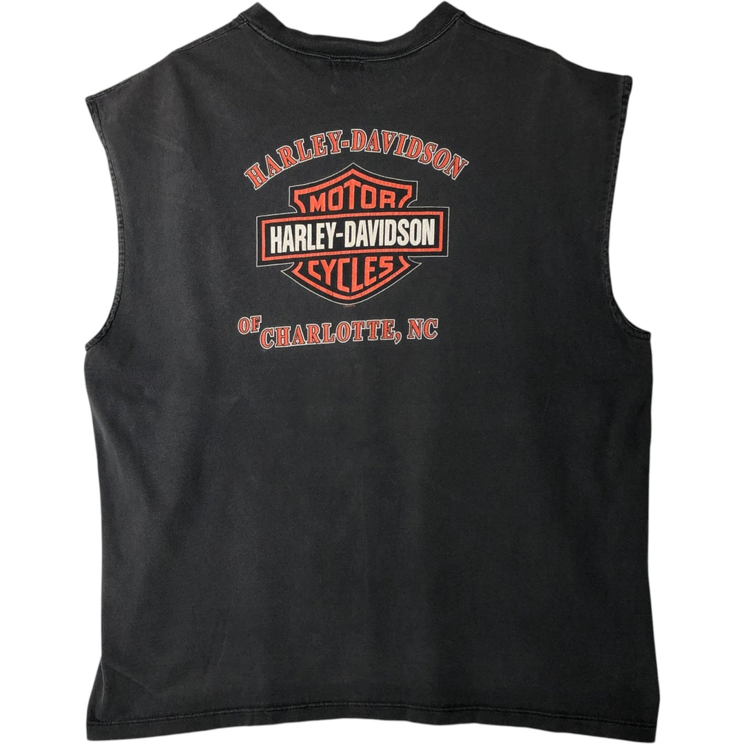 2000'S Harley-Davidson Eagle and Fire Pattern Sleeveless Motorcycle T-Shirt, Men's XXL equivalent. cotton black type Vintage Second Hand