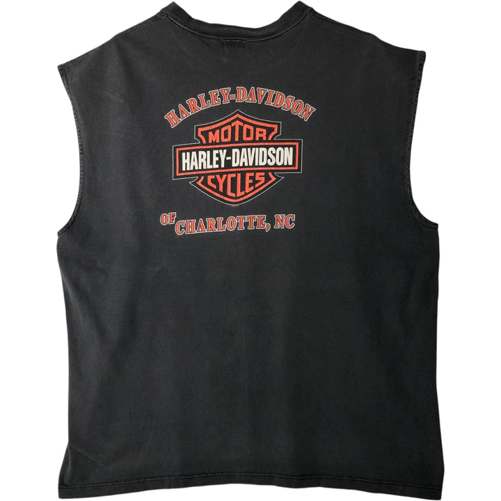2000'S Harley-Davidson Eagle and Fire Pattern Sleeveless Motorcycle T-Shirt, Men's XXL equivalent. cotton black type Vintage Second Hand