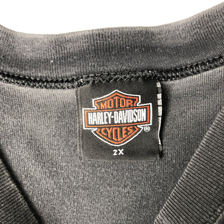 2000'S Harley-Davidson Eagle and Fire Pattern Sleeveless Motorcycle T-Shirt, Men's XXL equivalent. cotton black type Vintage Second Hand