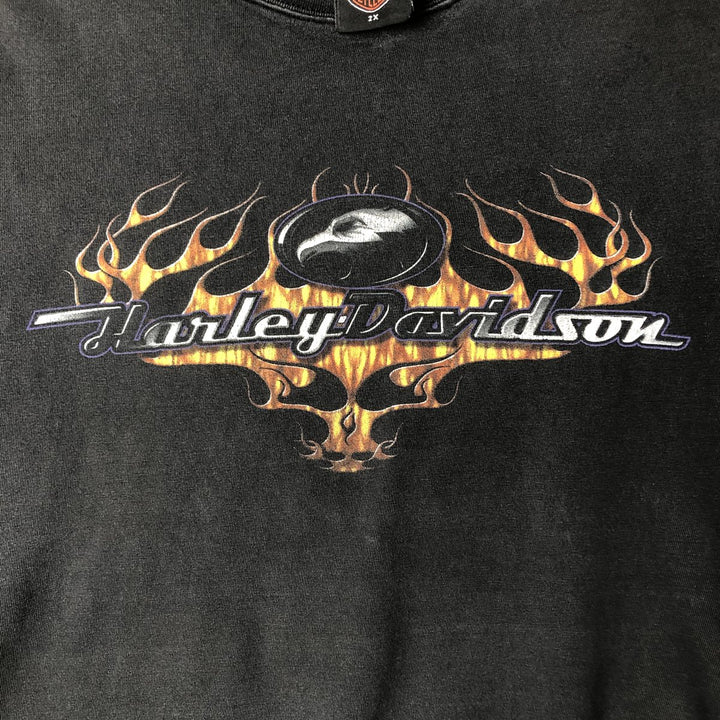 2000'S Harley-Davidson Eagle and Fire Pattern Sleeveless Motorcycle T-Shirt, Men's XXL equivalent. cotton black type Vintage Second Hand