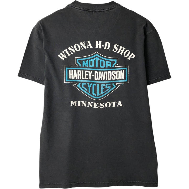 00'S Harley-Davidson Motorcycle Bike T-shirt Made in USA Men's M size cotton black type Vintage Second Hand