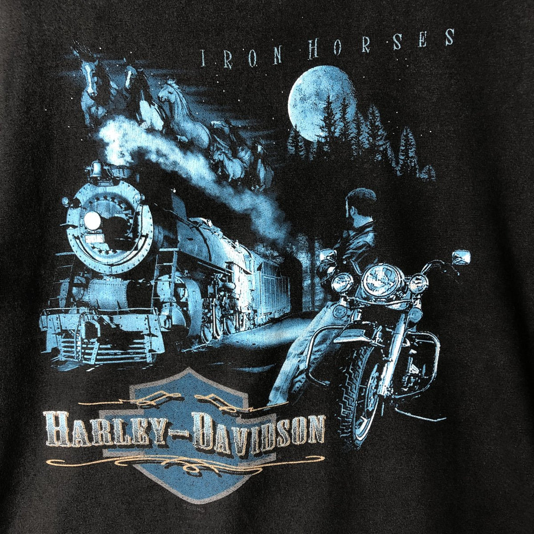 00'S Harley-Davidson Motorcycle Bike T-shirt Made in USA Men's M size cotton black type Vintage Second Hand