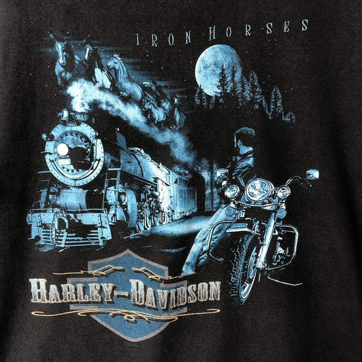 00'S Harley-Davidson Motorcycle Bike T-shirt Made in USA Men's M size cotton black type Vintage Second Hand
