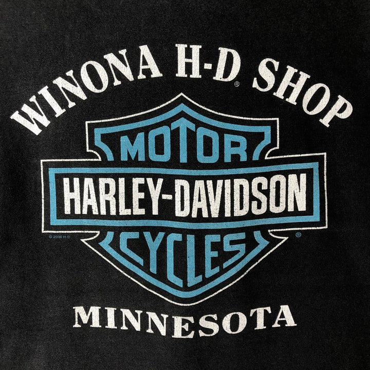 00'S Harley-Davidson Motorcycle Bike T-shirt Made in USA Men's M size cotton black type Vintage Second Hand