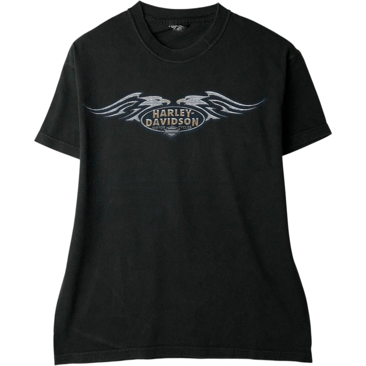 00'S Harley-Davidson Motorcycle Bike T-shirt Men's M size unclear black type Vintage Second Hand