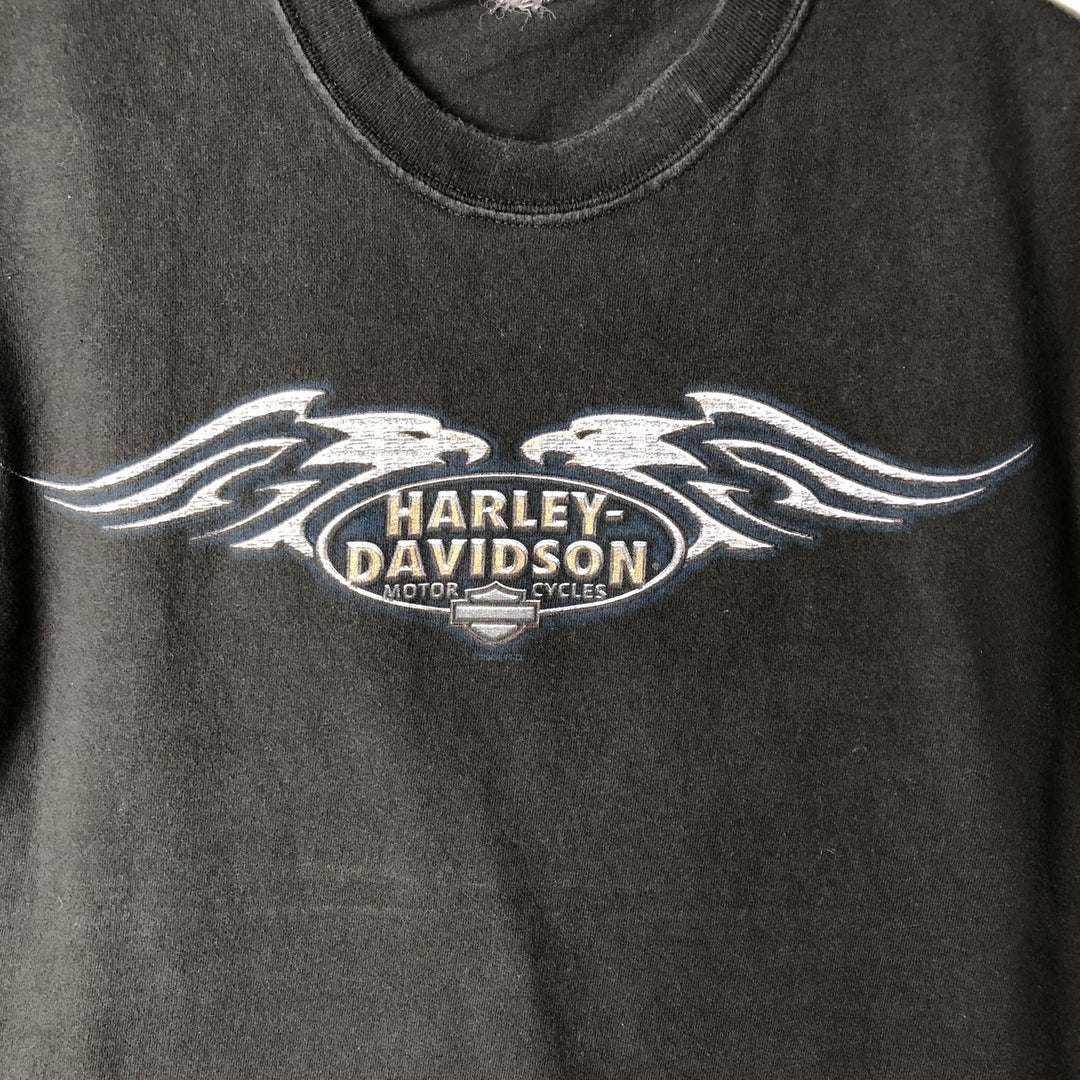 00'S Harley-Davidson Motorcycle Bike T-shirt Men's M size unclear black type Vintage Second Hand