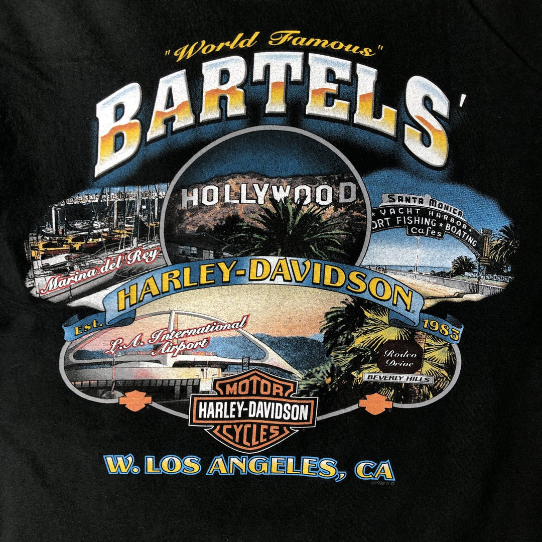 00'S Harley-Davidson Motorcycle Bike T-shirt Men's M size unclear black type Vintage Second Hand