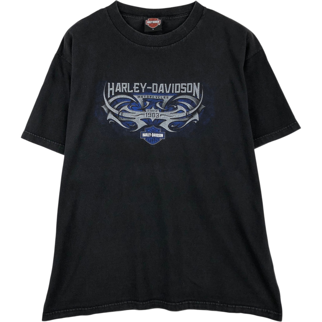 2000'S Harley-Davidson Eagle Pattern Tribal Motorcycle T-Shirt, Made in USA, Men's Size L (approx.) cotton black type Vintage Second Hand