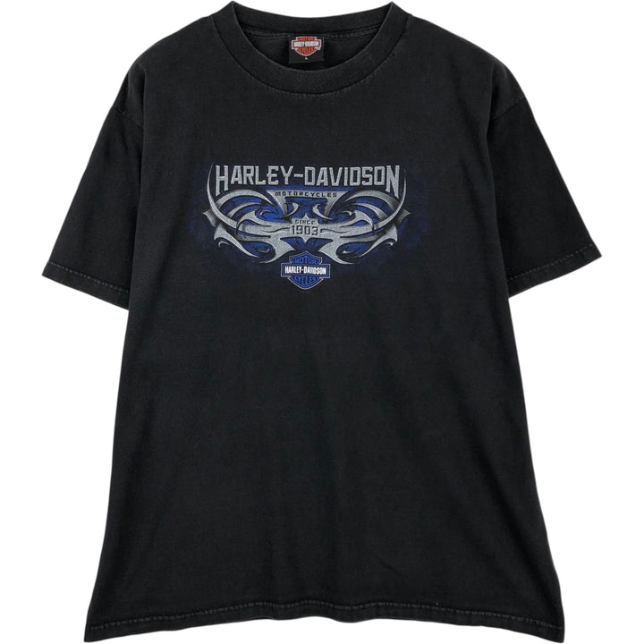 2000'S Harley-Davidson Eagle Pattern Tribal Motorcycle T-Shirt, Made in USA, Men's Size L (approx.) cotton black type Vintage Second Hand