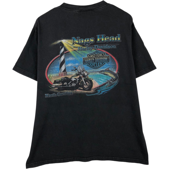2000'S Harley-Davidson Eagle Pattern Tribal Motorcycle T-Shirt, Made in USA, Men's Size L (approx.) cotton black type Vintage Second Hand