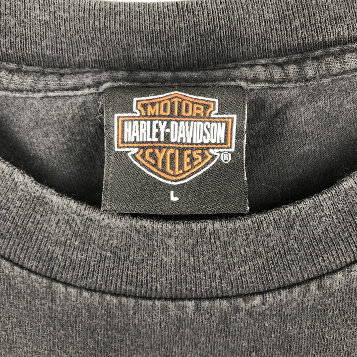 2000'S Harley-Davidson Eagle Pattern Tribal Motorcycle T-Shirt, Made in USA, Men's Size L (approx.) cotton black type Vintage Second Hand