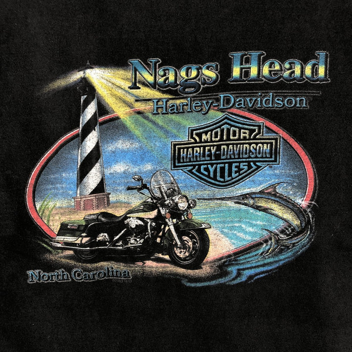 2000'S Harley-Davidson Eagle Pattern Tribal Motorcycle T-Shirt, Made in USA, Men's Size L (approx.) cotton black type Vintage Second Hand