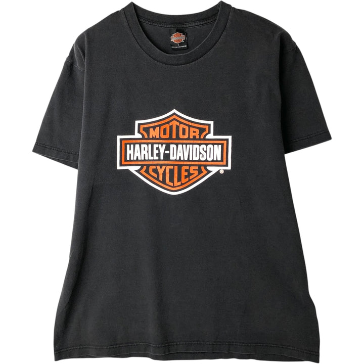 Harley-Davidson Motorcycle Bike T-shirt Made in USA Men's L size cotton black type Vintage Second Hand