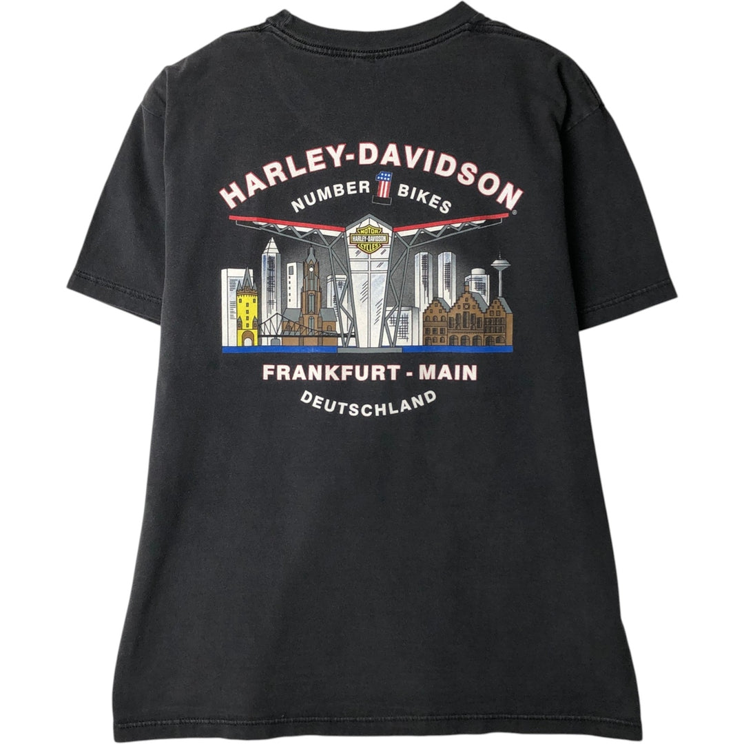 Harley-Davidson Motorcycle Bike T-shirt Made in USA Men's L size cotton black type Vintage Second Hand
