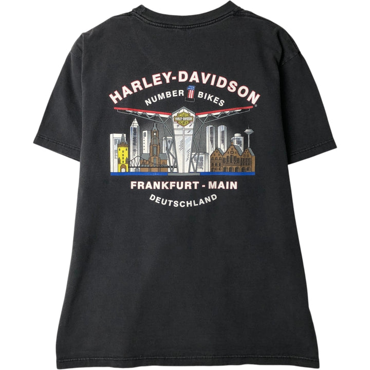 Harley-Davidson Motorcycle Bike T-shirt Made in USA Men's L size cotton black type Vintage Second Hand